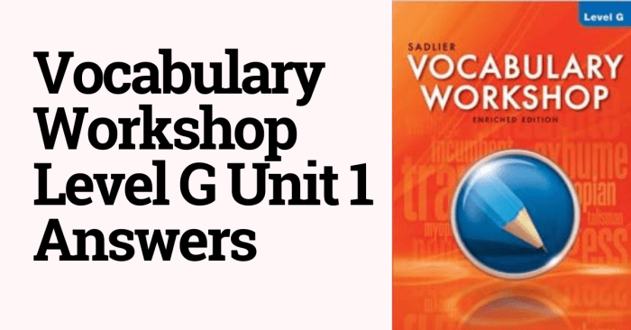 Vocabulary workshop level g unit 1