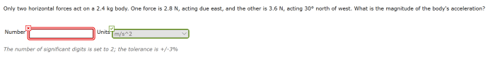 Only two horizontal forces act on a