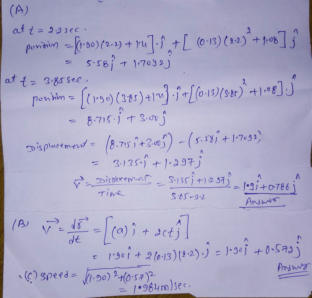 Suppose that the position of a particle is given by