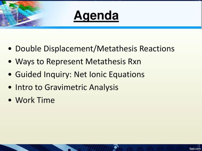 Metathesis reactions and net ionic equations