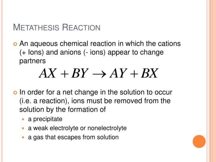 Metathesis reactions and net ionic equations