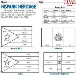 Hispanic national heritage month worksheet answer key